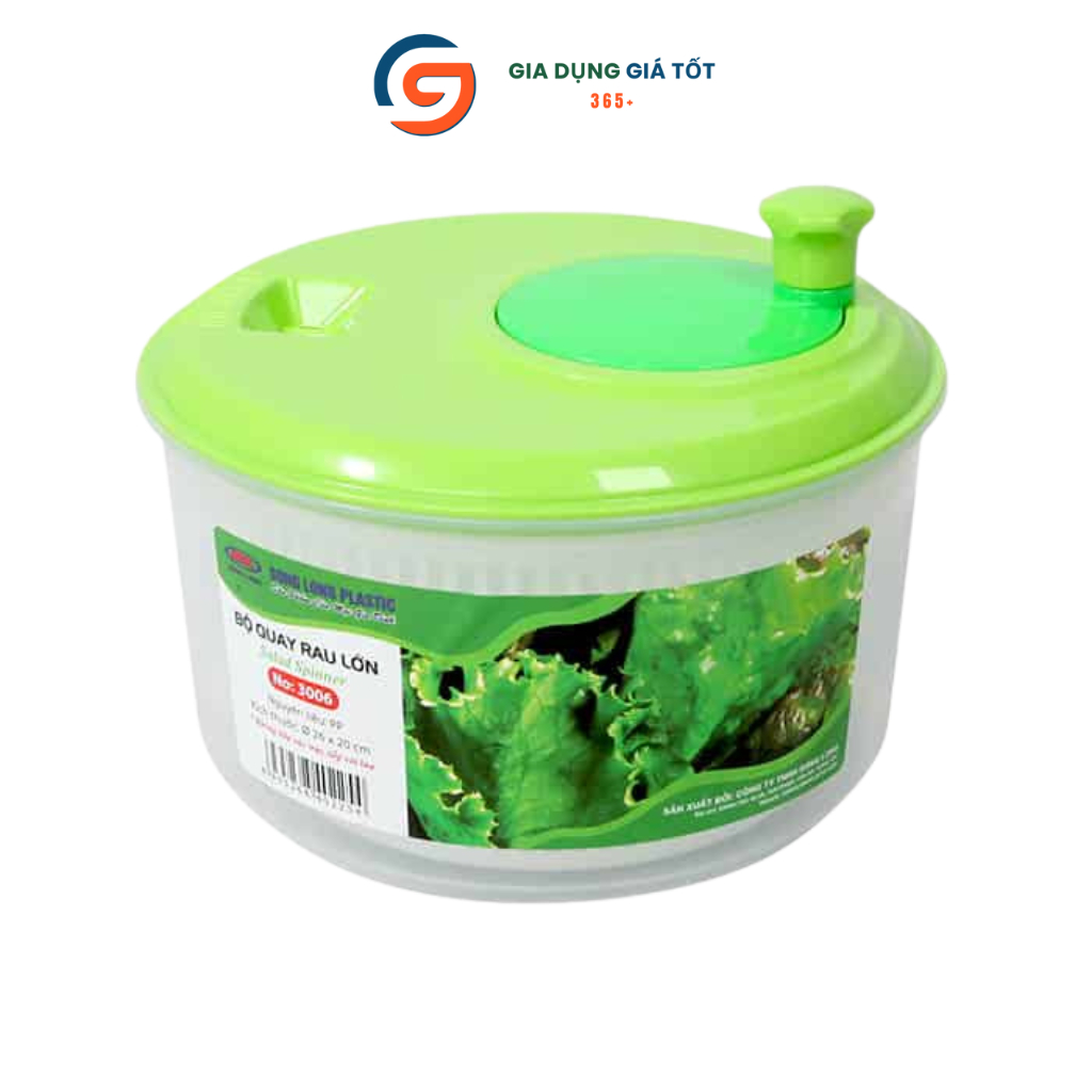 Rổ quay rau Song Long - rổ vắt rau sống, làm salad nhanh khô - quay rau ly tâm dễ dùng