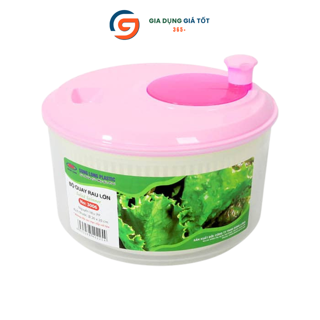 Rổ quay rau Song Long - rổ vắt rau sống, làm salad nhanh khô - quay rau ly tâm dễ dùng