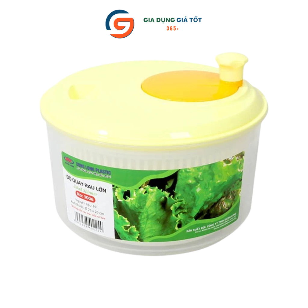 Rổ quay rau Song Long - rổ vắt rau sống, làm salad nhanh khô - quay rau ly tâm dễ dùng