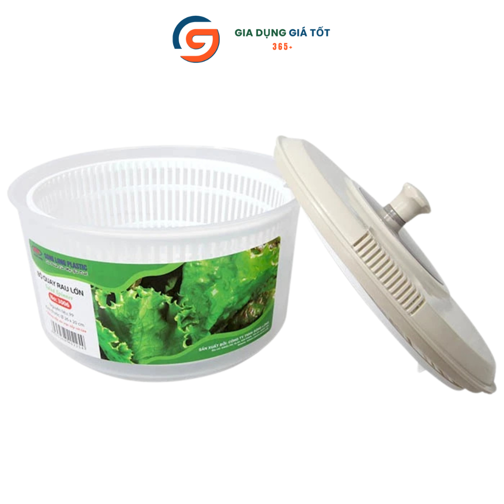Rổ quay rau Song Long - rổ vắt rau sống, làm salad nhanh khô - quay rau ly tâm dễ dùng