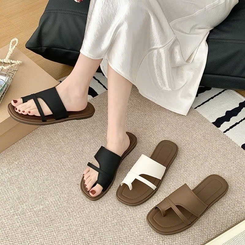 Dép Kẹp Nữ Quai Ngang Siêu Dễ Thương, Dép Xỏ Ngón Chất Liệu Nhựa Cao Su Đế Bẹt Chống Trơn Trượt