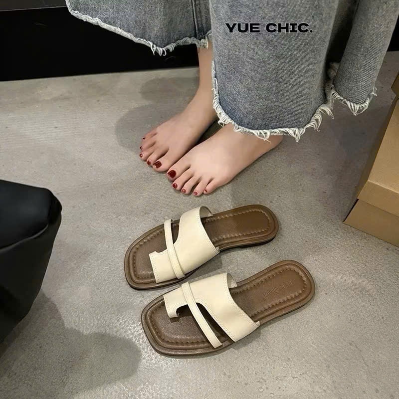 Dép Kẹp Nữ Quai Ngang Siêu Dễ Thương, Dép Xỏ Ngón Chất Liệu Nhựa Cao Su Đế Bẹt Chống Trơn Trượt