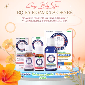 Bộ Ba BioAmicus Cho Bé - Complete 10 Chủng & Vitamin K2 & D3 & Biomicus Omega 3 DHA + quà tặng
