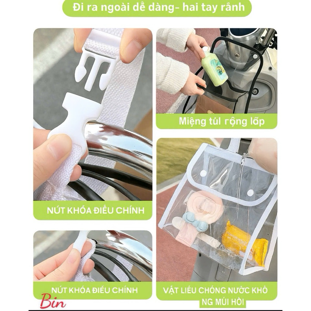 Túi đựng đồ treo xe máy chống nước trong suốt, tiện lợi
