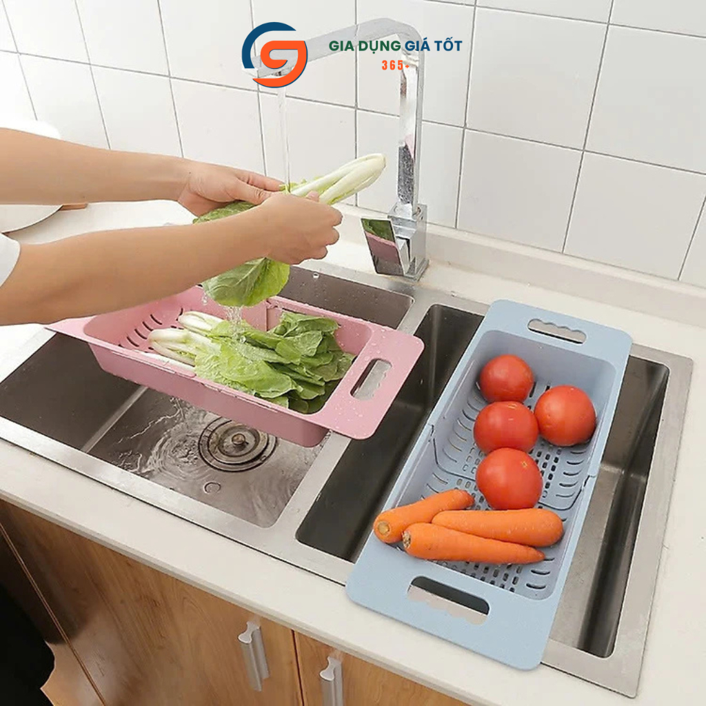 Khay gác chậu rửa bát kéo giãn, khay thoát nước để bát đĩa, rau củ  quả Song Long
