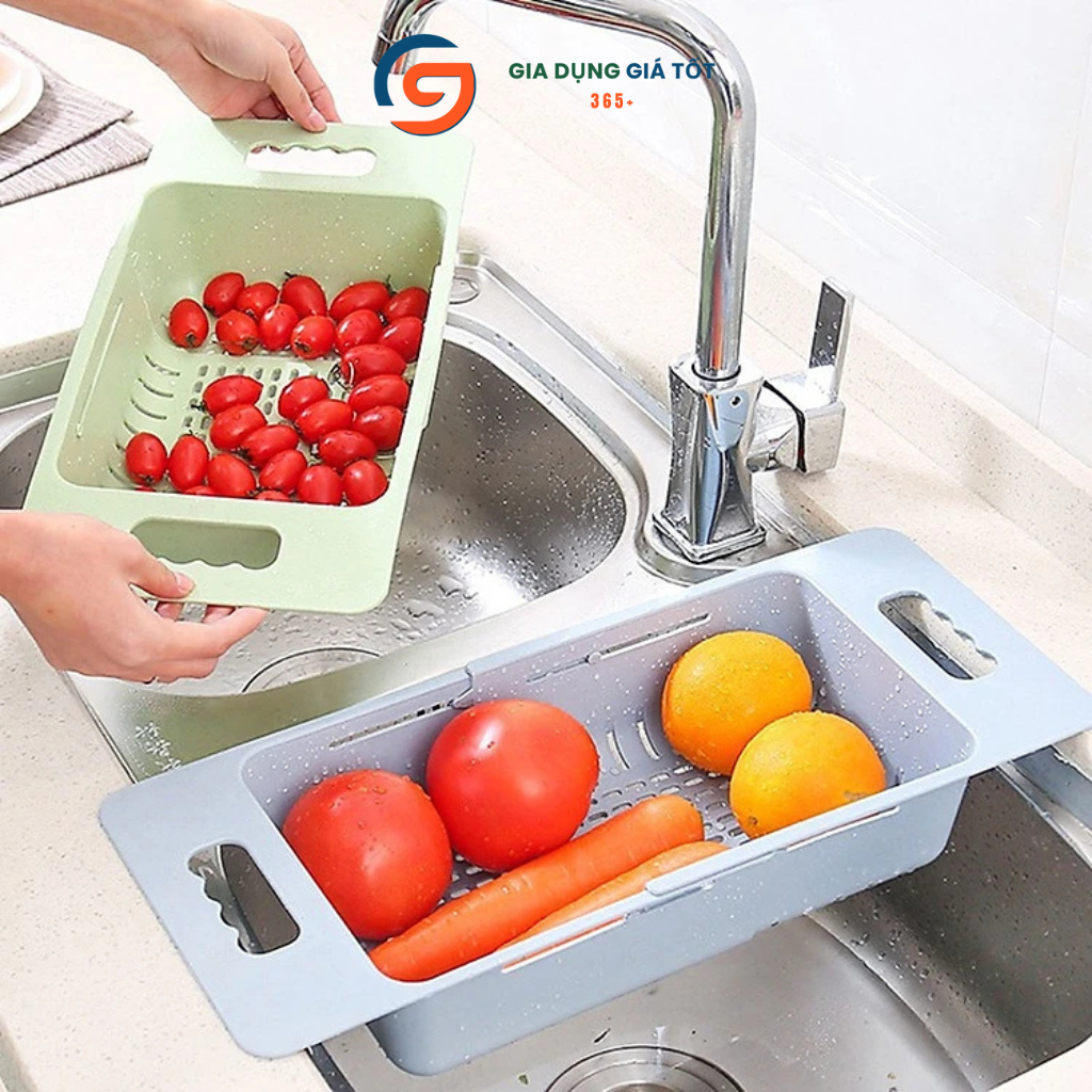 Khay gác chậu rửa bát kéo giãn, khay thoát nước để bát đĩa, rau củ  quả Song Long