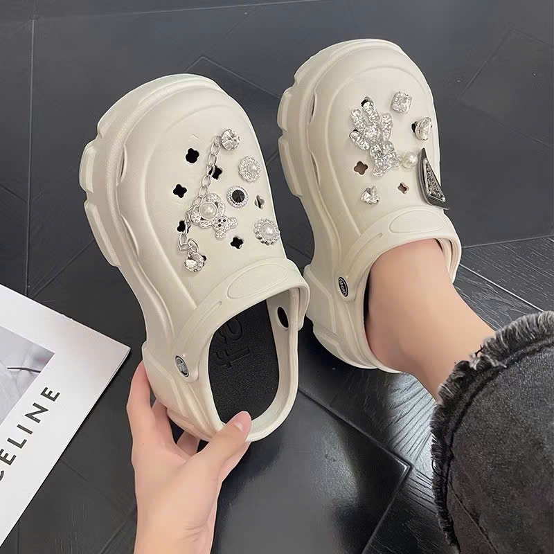 Dép Sục Cross Nữ Thời Trang 2025 Tặng Kèm Bộ Charm Tam Giác, Dép Độn Đế Cao 7cm Tôn Dáng Cực Đẹp