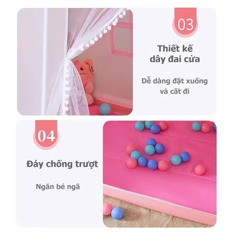 Lều chơi cho bé hình ngôi nhà cỡ đại khung nhựa lắp ráp dễ dàng tạo không gian riêng cho bé