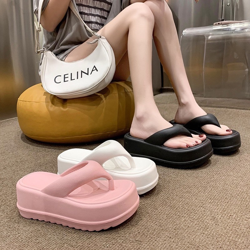Dép Kẹp Nữ Đế Siêu Cao 5cm Siêu Dễ Thương Dày Dặn Đúc Nguyên Khối Chất Liệu Nhựa Eva Dáng Thời Trang
