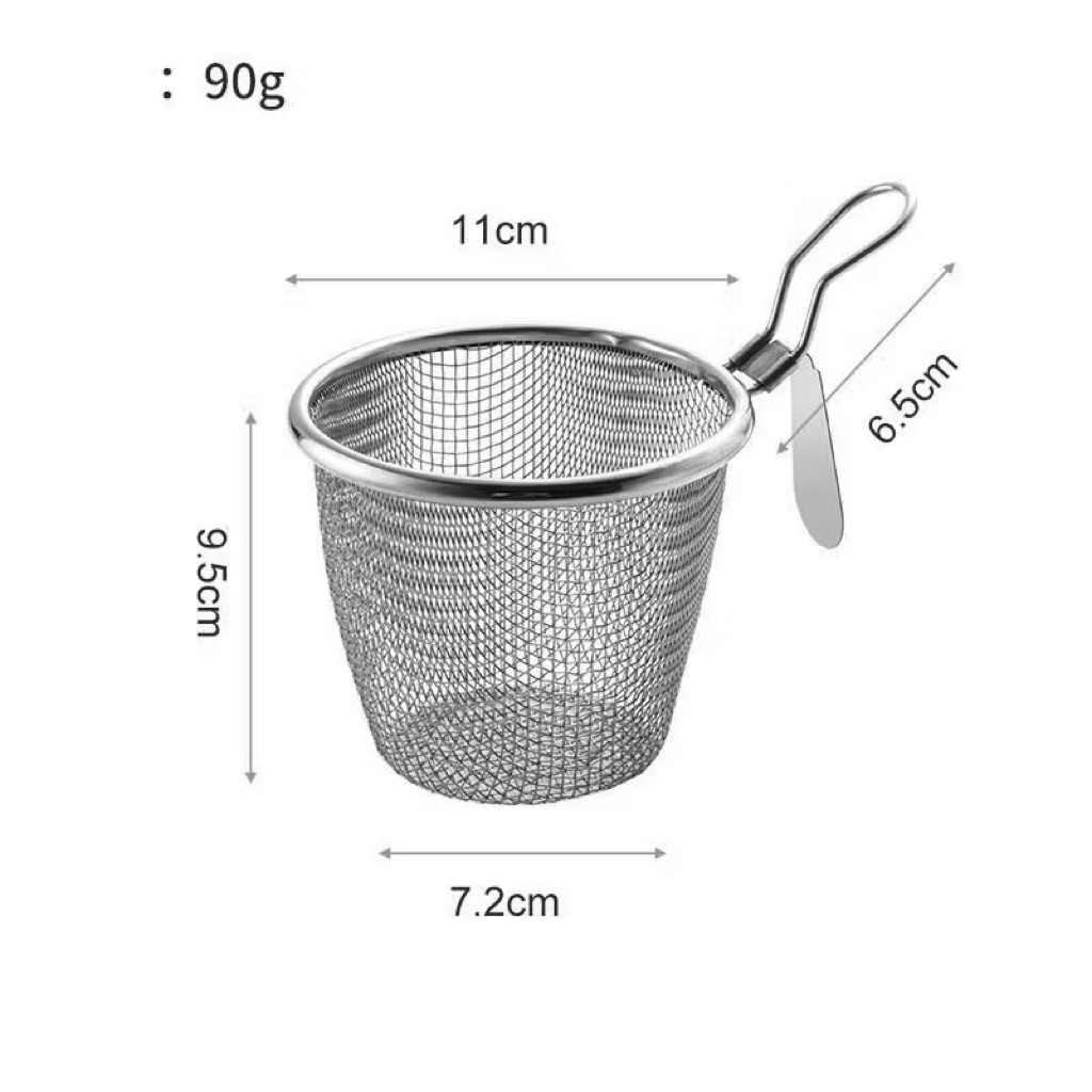 Rổ  nhúng lẩu bằng thép k gỉ có móc cài tay cầm inox 304