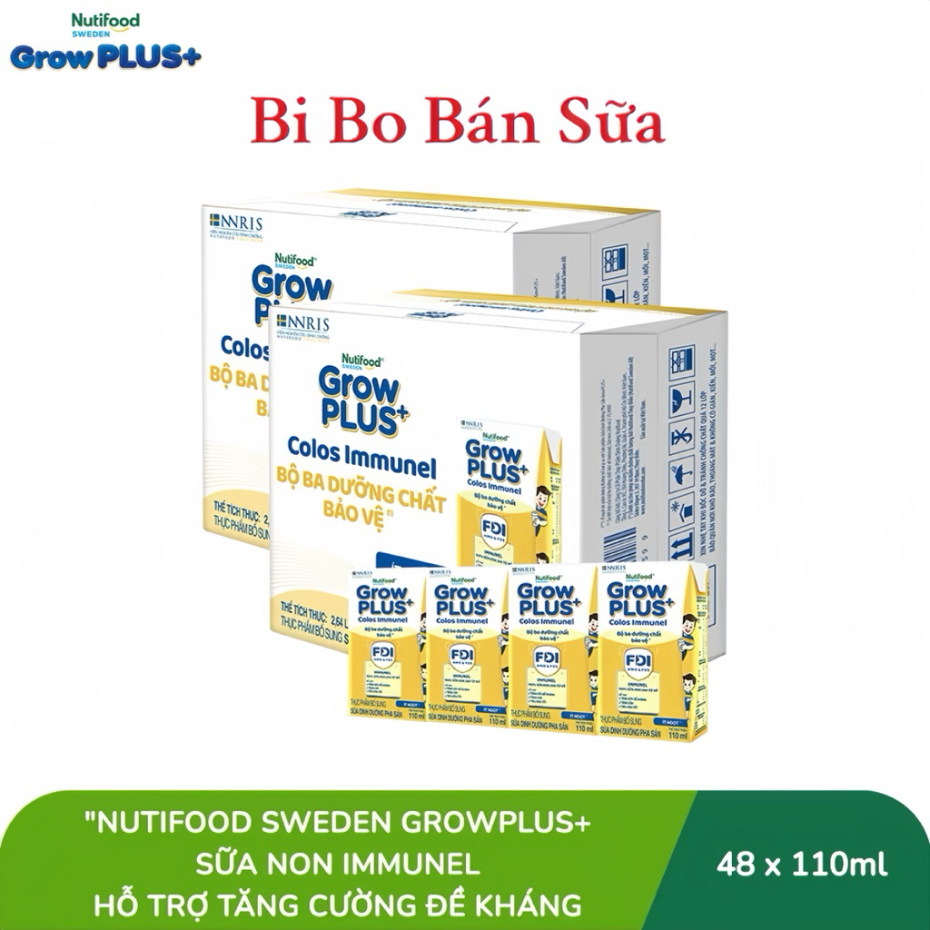 COMBO 2 Thùng 48 hộp Sữa Bột Pha Sẵn Nutifood GrowPLUS+ Immunel - 110ml