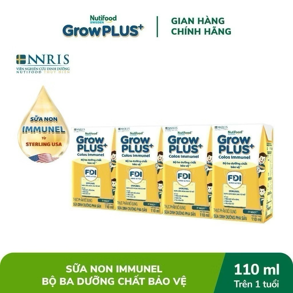 COMBO 2 Thùng 48 hộp Sữa Bột Pha Sẵn Nutifood GrowPLUS+ Immunel - 110ml