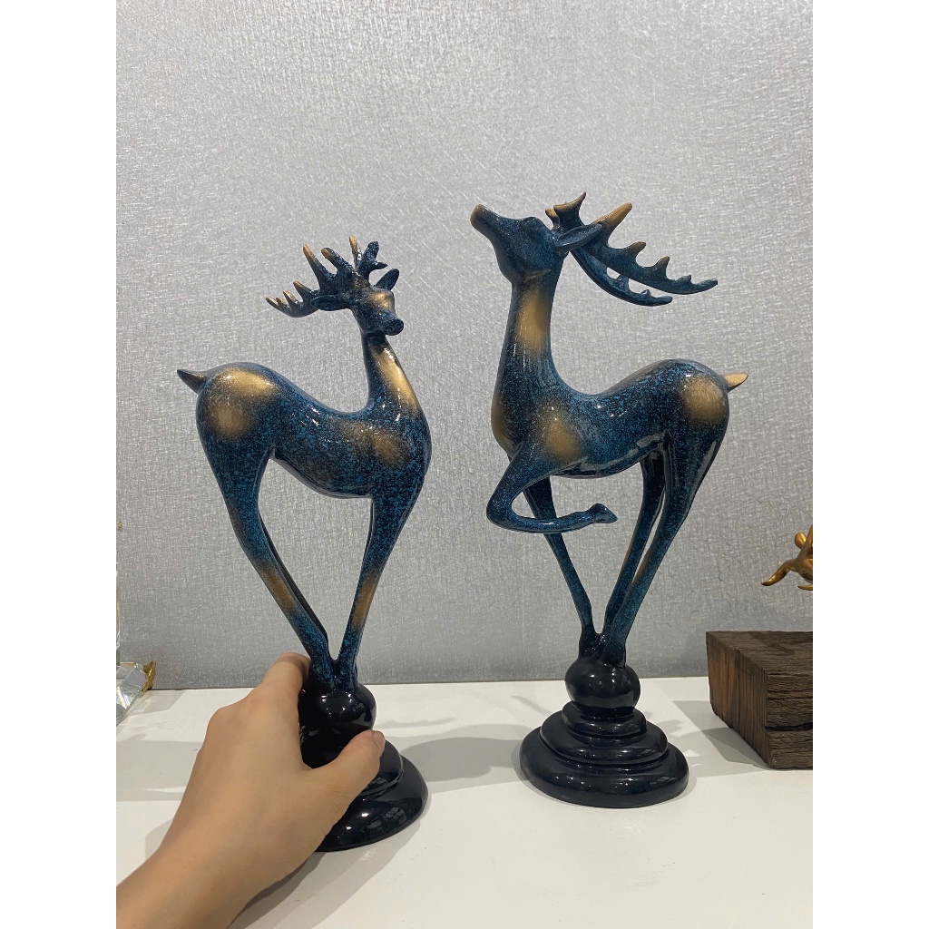 Cặp huơu tài lộc cao 32cm decor trang trí nhà cửa , quà tặng sinh nhật, đối tác, tân gia