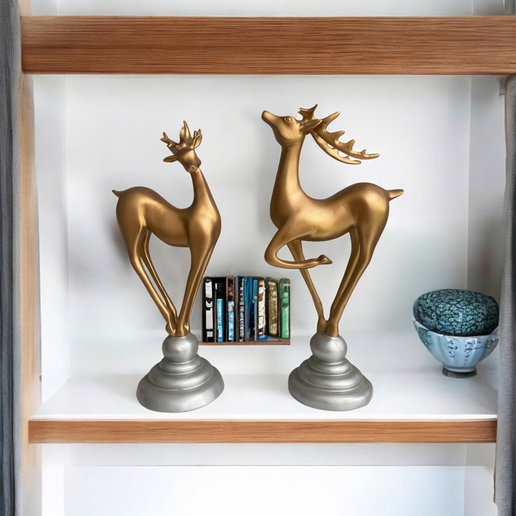 Cặp huơu tài lộc cao 32cm decor trang trí nhà cửa , quà tặng sinh nhật, đối tác, tân gia
