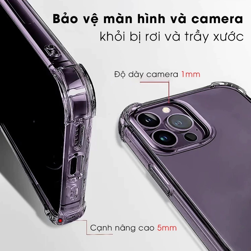 Ốp Trong Suốt Chống Sốc Bảo Vệ Bốn Góc Chống Sốc, Ốp Silicon Trong Suốt Hạn Chế Ố Vàng