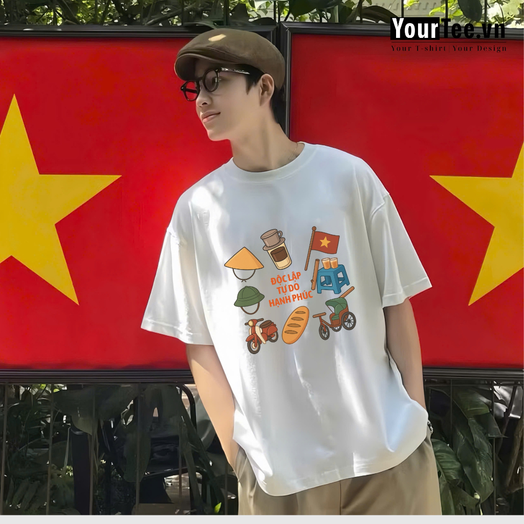 [ÁO THUN ĐỘC LẬP] Áo Thun Unisex In Chữ Việt Nam Độc Lập Hạnh Phúc Kỷ Niệm Ngày Quốc Khánh Chất Vải Cotton 100% Đẹp