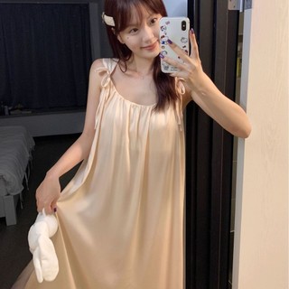 Váy ngủ lụa (V43) - Váy lụa cao cấp phối ren dáng dài sang trọng có đệm vừa