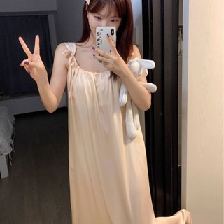 Váy ngủ lụa (V43) - Váy lụa cao cấp phối ren dáng dài sang trọng có đệm vừa