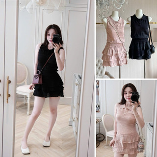 Set Len Polo Phối Váy Tầng LINHHOANG
