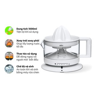 Máy ép vắt cam Braun CJ3000 - Công suất 20W - Dung tích 350ml - Bảo hành 24 tháng.