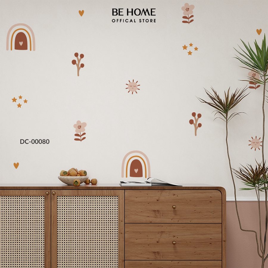 Sticker Decal Dán Tường Họa Cầu Vồng Vintage, Trang Trí Cửa Kính, Gương ...