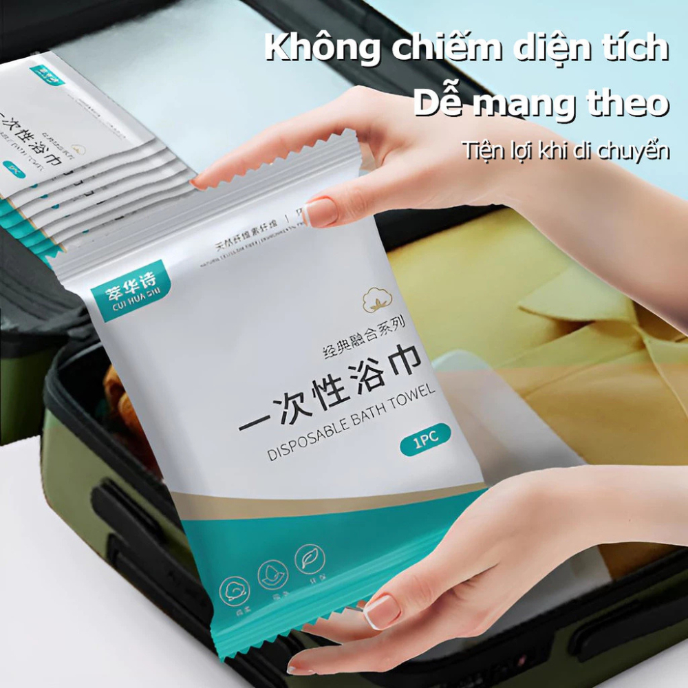 Khăn Tắm Dùng Một Lần, Khăn Tắm Du Lịch Sợi Vải Cellulose Thấm Hút Cho Da Đầu