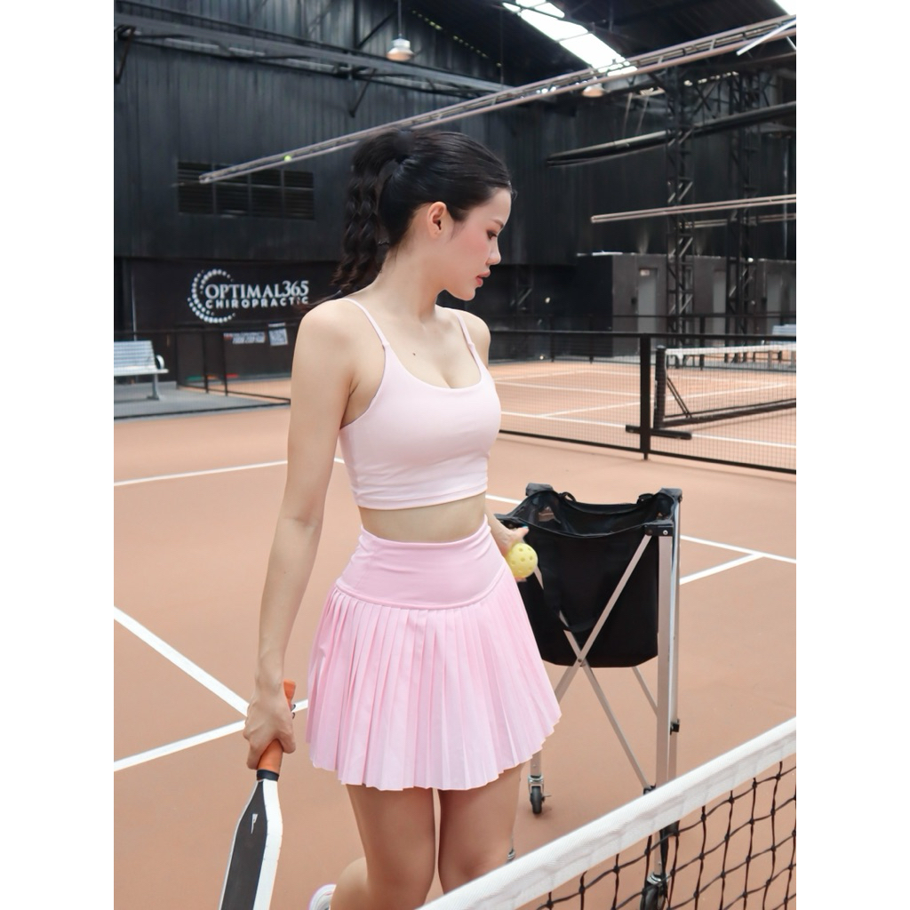 Set váy tennis nữ kèm áo bra croptop thể thao chơi tennis pickleball gym