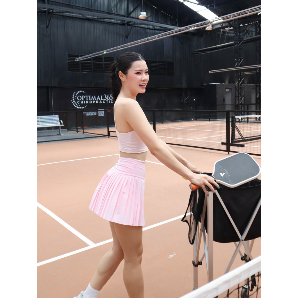 Set váy tennis nữ kèm áo bra croptop thể thao chơi tennis pickleball gym
