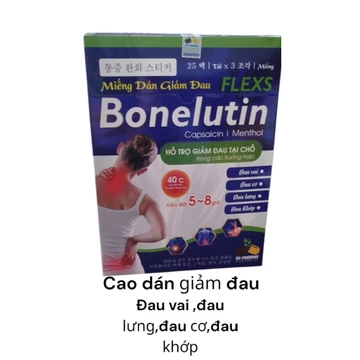 Miếng dán giảm đau Flexs Bonelutin túi 3 miếng kéo dài 5_8giờ hộ trợ giảm đau tại chỗ,đau vai_cơ_lưng_khớp từ thảo dược