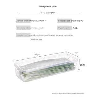 Hộp nhựa H25 (KT: 25x7.5x5cm) đựng hành lá, rau mùi, hành tây, mì ý.... Loại dài có nắp đậy tiện lợi - Trữ đồ tủ lạnh