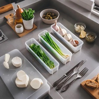 Hộp nhựa H25 (KT: 25x7.5x5cm) đựng hành lá, rau mùi, hành tây, mì ý.... Loại dài có nắp đậy tiện lợi - Trữ đồ tủ lạnh