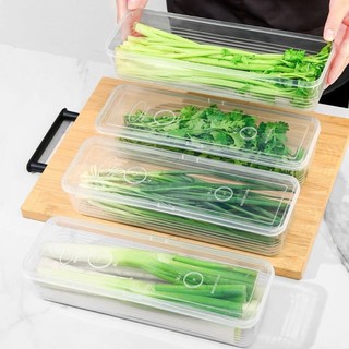 Hộp nhựa H25 (KT: 25x7.5x5cm) đựng hành lá, rau mùi, hành tây, mì ý.... Loại dài có nắp đậy tiện lợi - Trữ đồ tủ lạnh