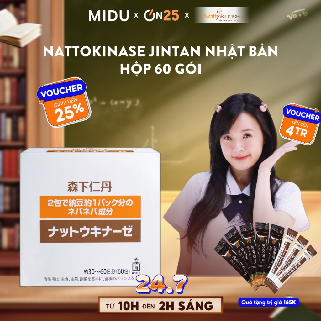 NATTOKINASE Jintan Nhật Bản dành cho người Tai biến, Hộp 60 gói