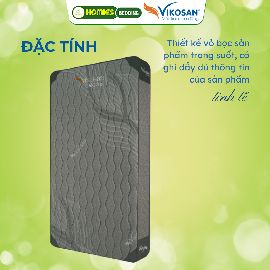 [Tặng Ruột Gối Đầu] Đệm Bông Ép M2 Ecolife Chính Hãng Vikosan, Nệm Bông Tinh Khiết Chống Lún