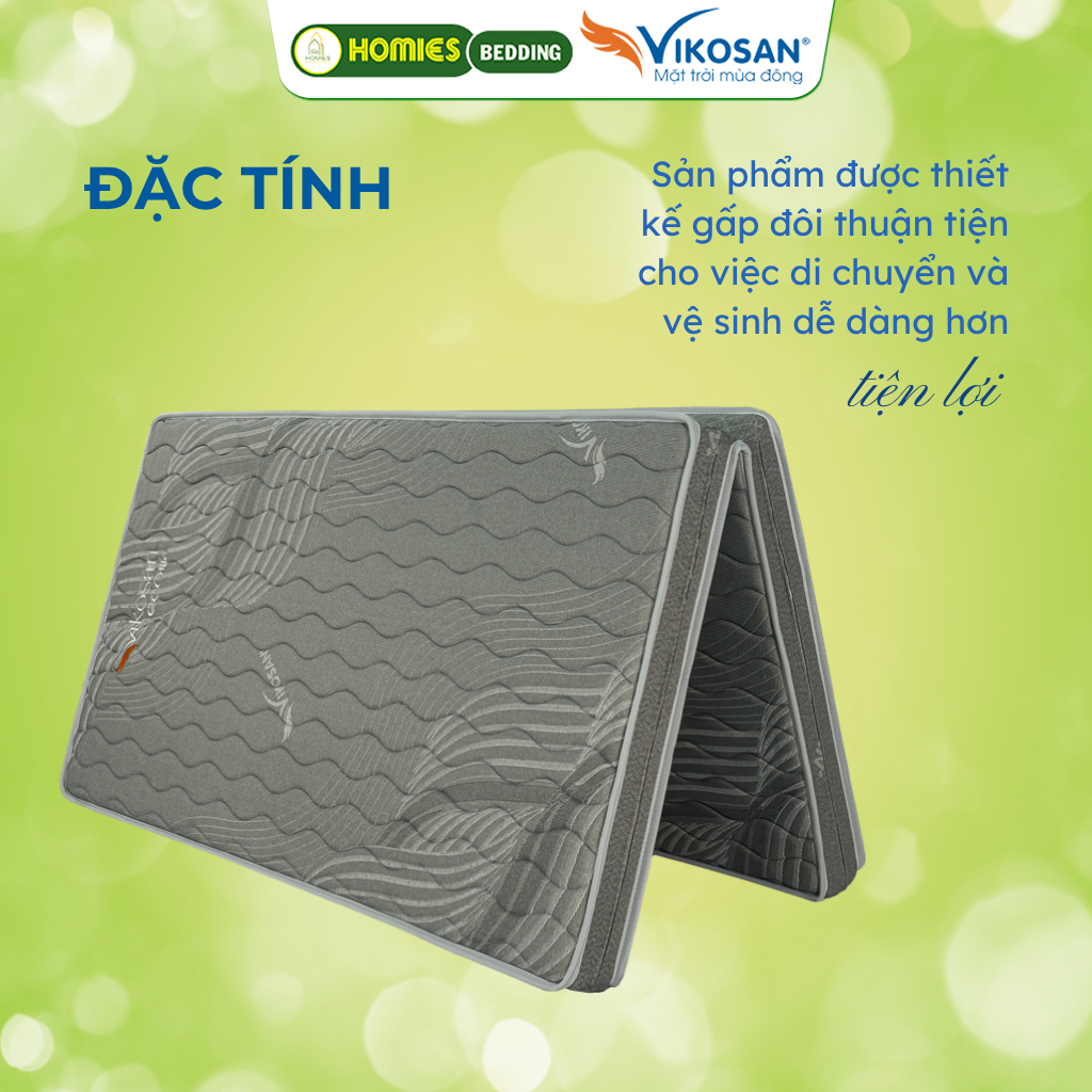 [Tặng Ruột Gối Đầu] Đệm Bông Ép M2 Ecolife Chính Hãng Vikosan, Nệm Bông Tinh Khiết Chống Lún