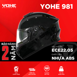 Mũ Bảo Hiểm Fullface YOHE 981 Màu Trơn Hai Kính Chuẩn ECE22.05 An Toàn Đi Phượt [Chính Hãng]