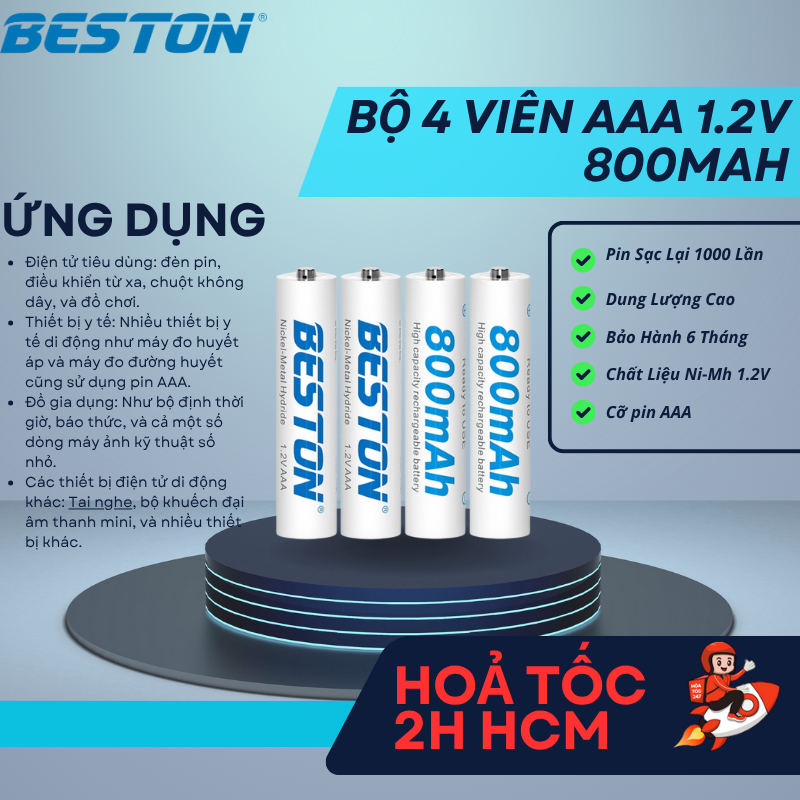 Pin Sạc AAA ( 3A ) 800mAh 1.2V Ni-mh ,Pin remode máy lanh, remode tivi ...