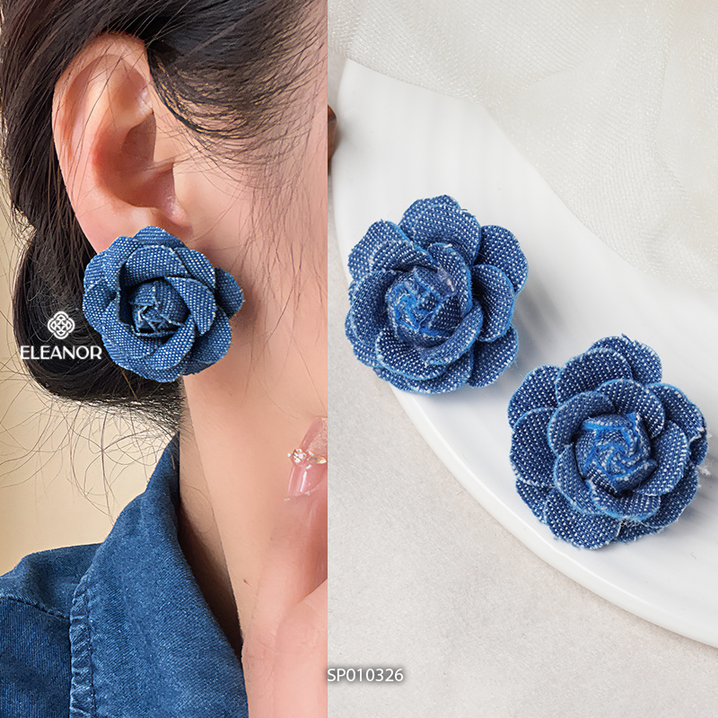 Bông tai nữ chuôi bạc 925 Eleanor Accessories màu xanh đa dạng phụ kiện trang sức khuyên tai 10325