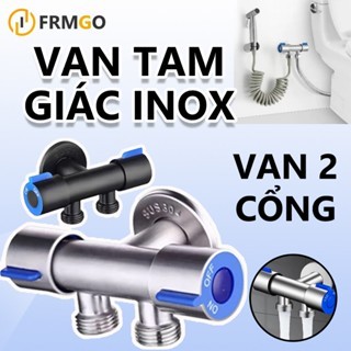 Van khóa nước nóng lạnh thép không gỉ 304 van tay đen,xanh 2 đầu ra,Van nước đa năng 2 cổng