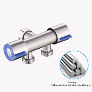 Van khóa nước nóng lạnh thép không gỉ 304 van tay đen,xanh 2 đầu ra,Van nước đa năng 2 cổng