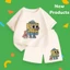Set Cộc Tay Bé Trai Bé Gái – In Hình Bọt Biển Vàng & Sao Biển, Cotton Mềm Mát (M 233)