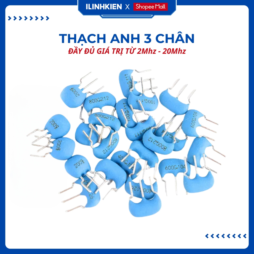 Thạch anh 4mhz 5mhz 6mhz 8mhz 10mhz 12mhz 16Mhz 20mhz 3 chân đảm bảo chất lượng ilinhkien.