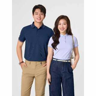 Áo polo đôi nam nữ YODY bo cổ dệt vải WAFFLE thoáng khí chạm mát WCPO25S035 + MCPO25S037