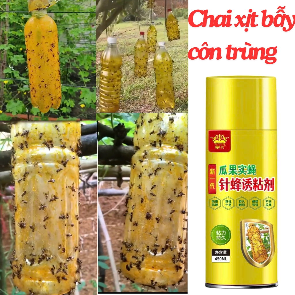 Chai Keo Xịt Ruồi Vàng Đục Bông, Đục Trái 260ml Hương Thơm Dẫn Dụ, Không Bị Rửa Trôi, An Toàn, Hiệu Quả