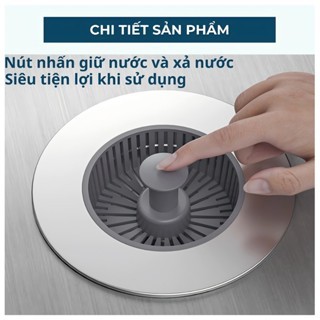 Bộ Lọc Rác Bồn Rửa Bát ABS 3 in 1 Ngăn mùi hôi côn trùng, Nút chặn thoát nước, Khay giỏ lọc thức ăn thừa