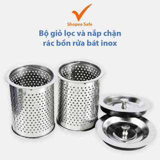 Bộ giỏ lọc và nắp chặn rác bồn rửa bát inox cao cấp chống tắc thoát nước hiệu quả #A21