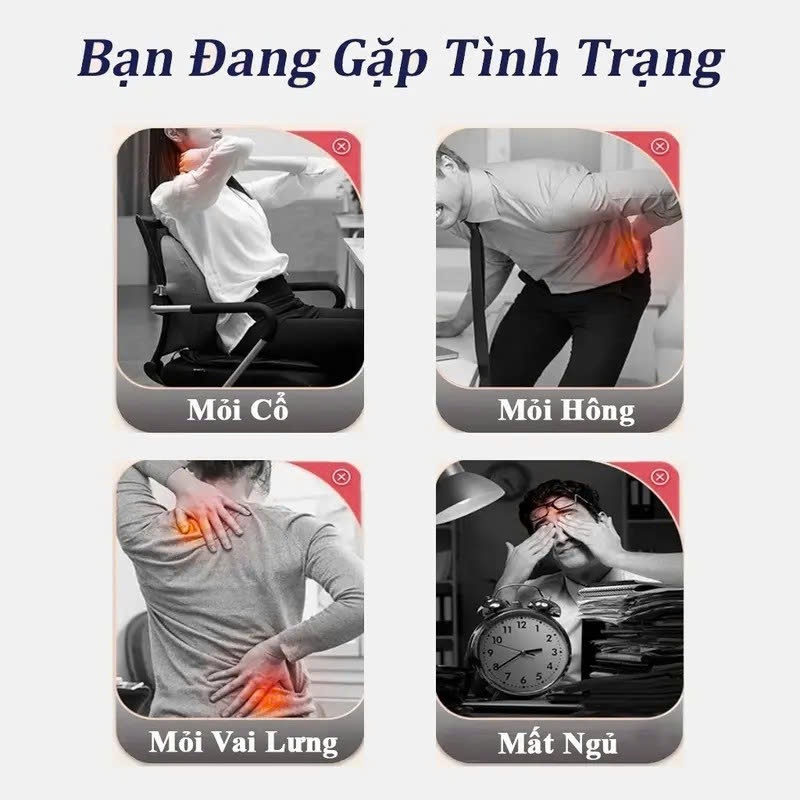 Máy Mát Xa Xung Điện Trung Tần Cộng Hưởng Từ, Gối Massage Bơm Hơi Tự Động Giảm Đau Cổ Vai Gáy