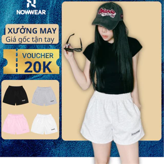 (SẢN PHẨM HÈ ) Quần Đùi Nữ Nỉ 2 Da Nowwear Định Lượng 350GSM Ống Rộng Thoải Mái