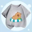 ÁoThun Cộc Tay Cho Bé – Hình CapyBara Uống Dừa Trên Phao, Chất Cotton Co Giãn Mềm Mịn (M 235)