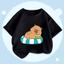 ÁoThun Cộc Tay Cho Bé – Hình CapyBara Uống Dừa Trên Phao, Chất Cotton Co Giãn Mềm Mịn (M 235)